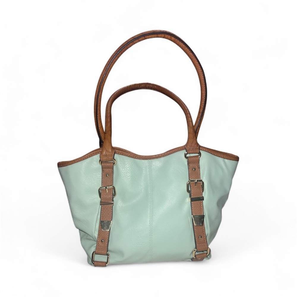 Apt. 9 Mint Green & Tan Faux Leather Tote Handbag